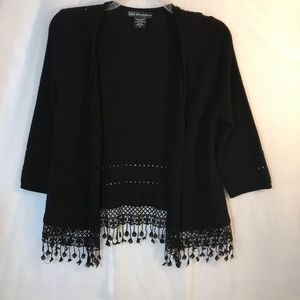 United States Sweaters Black cardigan‎ with lace